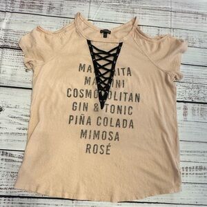Express Light Pink Lace-Up Graphic Tee